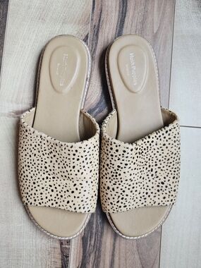 Hush Puppies Beige Animal-Print Slide Mules